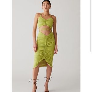 Rare London Ruched Cropped top and midi skirt set